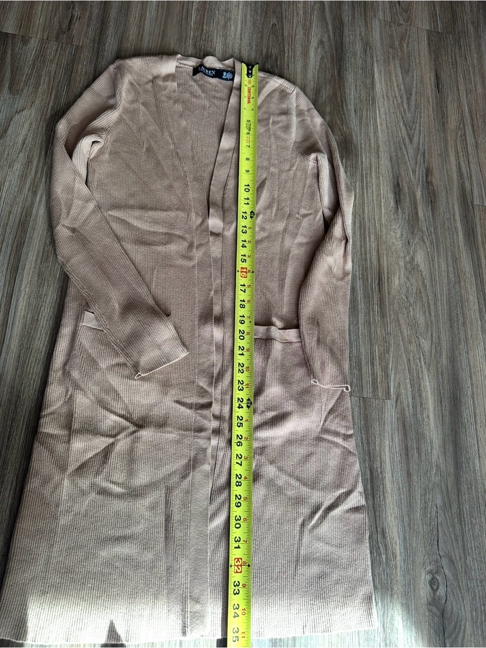 Ralph Lauren Camel Long Open-Front Cardigan - Picture 7 of 7